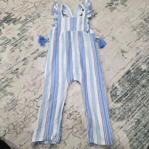 Jessica Simpson Blue Striped Muslin Cotton Girls Jumpsuit 2T